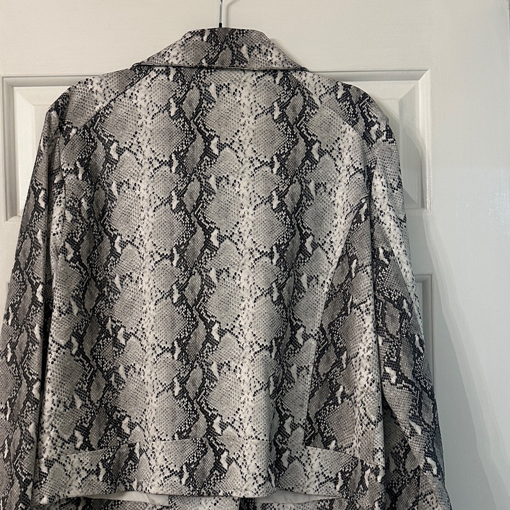 Talk of the Walk Snake Print Leather Jacket - Black and White - Picture 4 of 4